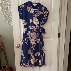 Elegant Floral Wrap Midi Dress